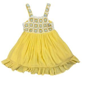 Haute Hippie Toddler Girl’s Yellow Crochet Gauze Boho Sundress Size 2T